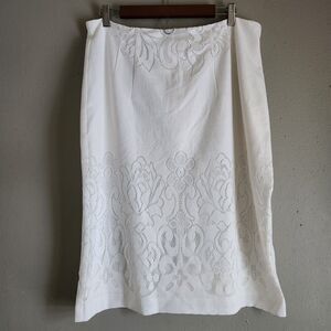 Eva Mendes Ivory Lace Midi Skirt Size 16 Lined Stretch Feminine Romantic